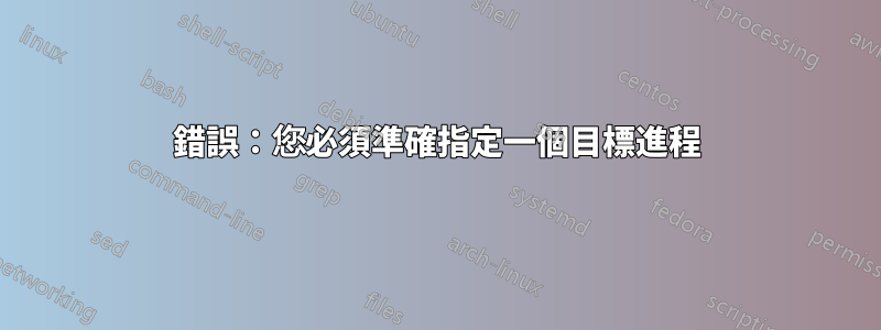 錯誤：您必須準確指定一個目標進程