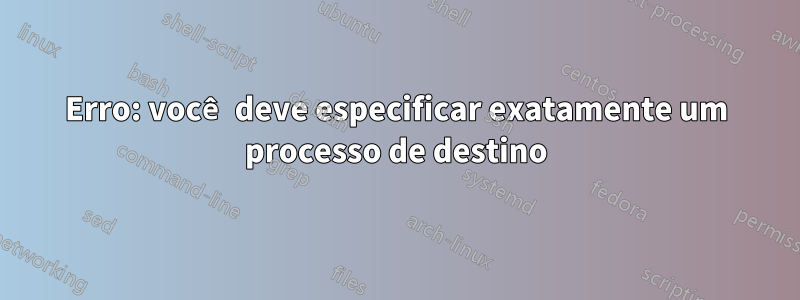 Erro: você deve especificar exatamente um processo de destino