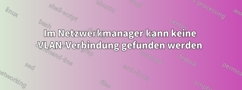 Im Netzwerkmanager kann keine VLAN-Verbindung gefunden werden
