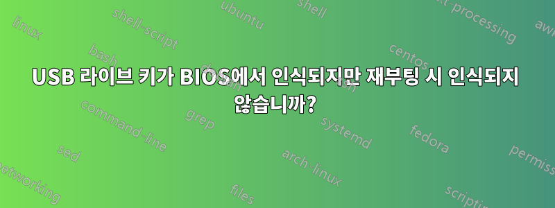 USB 라이브 키가 BIOS에서 인식되지만 재부팅 시 인식되지 않습니까?