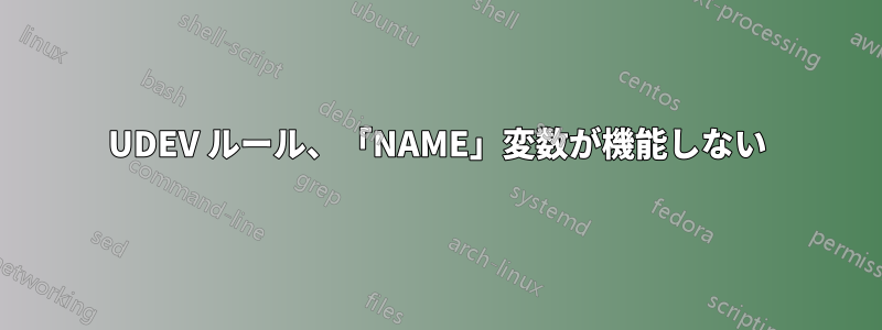 UDEV ルール、「NAME」変数が機能しない