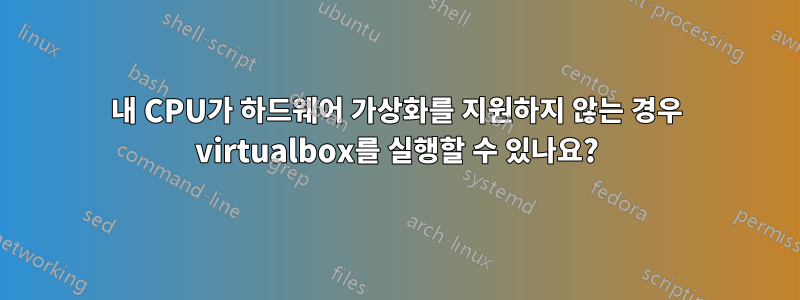 내 CPU가 하드웨어 가상화를 지원하지 않는 경우 virtualbox를 실행할 수 있나요?