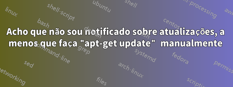 Acho que não sou notificado sobre atualizações, a menos que faça "apt-get update" manualmente