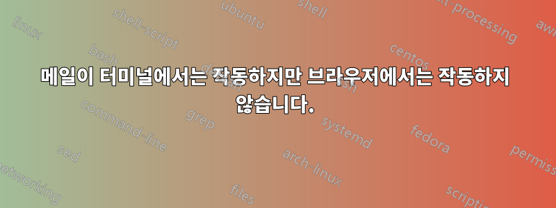 메일이 터미널에서는 작동하지만 브라우저에서는 작동하지 않습니다.