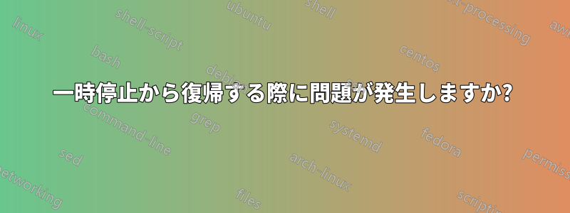 一時停止から復帰する際に問題が発生しますか?