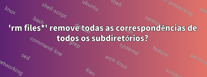 'rm files*' remove todas as correspondências de todos os subdiretórios?