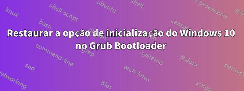 Restaurar a opção de inicialização do Windows 10 no Grub Bootloader