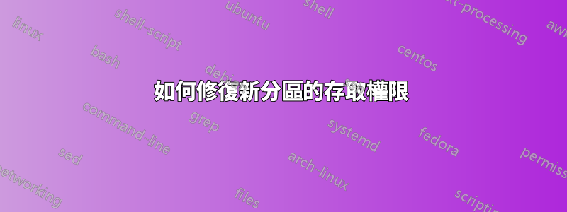 如何修復新分區的存取權限