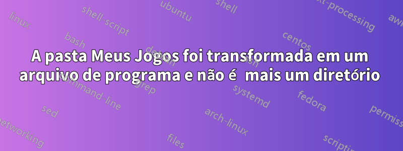 A pasta Meus Jogos foi transformada em um arquivo de programa e não é mais um diretório