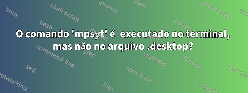 O comando 'mpsyt' é executado no terminal, mas não no arquivo .desktop?