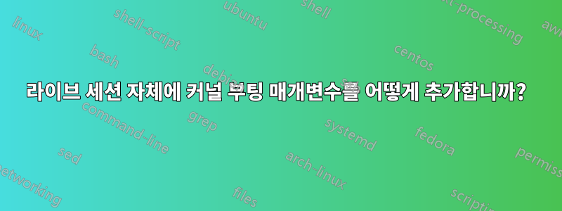 라이브 세션 자체에 커널 부팅 매개변수를 어떻게 추가합니까? 