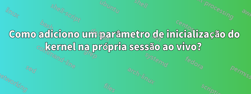 Como adiciono um parâmetro de inicialização do kernel na própria sessão ao vivo? 