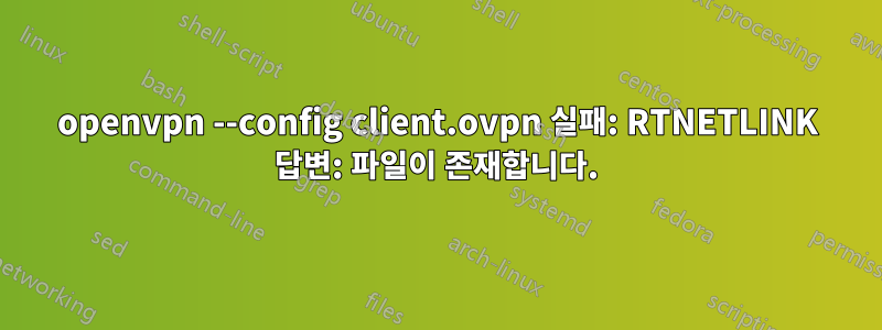 openvpn --config client.ovpn 실패: RTNETLINK 답변: 파일이 존재합니다.