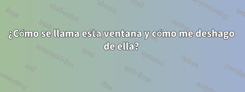 ¿Cómo se llama esta ventana y cómo me deshago de ella?