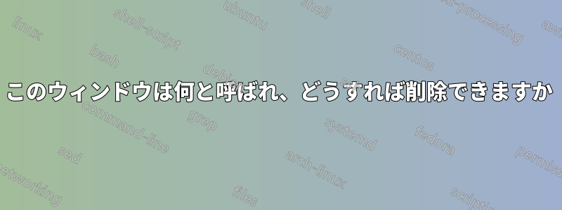 このウィンドウは何と呼ばれ、どうすれば削除できますか