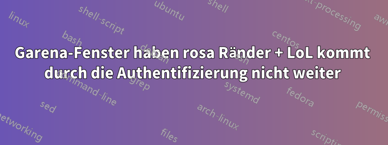 Garena-Fenster haben rosa Ränder + LoL kommt durch die Authentifizierung nicht weiter