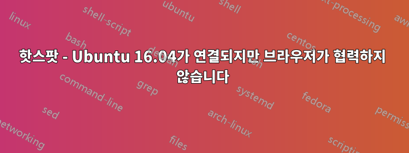 핫스팟 - Ubuntu 16.04가 연결되지만 브라우저가 협력하지 않습니다