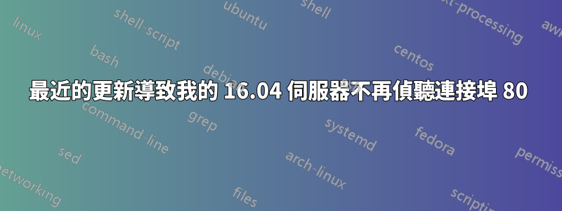 最近的更新導致我的 16.04 伺服器不再偵聽連接埠 80