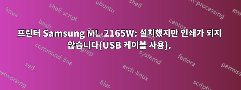 프린터 Samsung ML-2165W: 설치했지만 인쇄가 되지 않습니다(USB 케이블 사용).