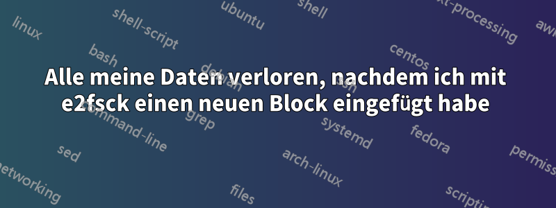 Alle meine Daten verloren, nachdem ich mit e2fsck einen neuen Block eingefügt habe