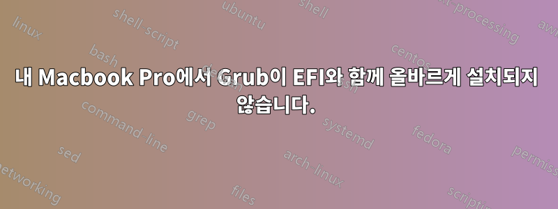 내 Macbook Pro에서 Grub이 EFI와 함께 올바르게 설치되지 않습니다.