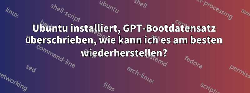 Ubuntu installiert, GPT-Bootdatensatz überschrieben, wie kann ich es am besten wiederherstellen?