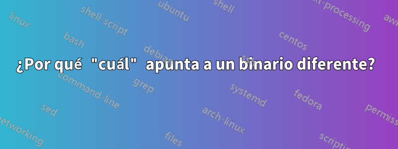 ¿Por qué "cuál" apunta a un binario diferente? 