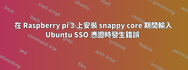 在 Raspberry pi 3 上安裝 snappy core 期間輸入 Ubuntu SSO 憑證時發生錯誤 