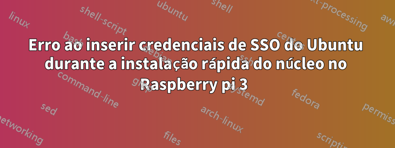 Erro ao inserir credenciais de SSO do Ubuntu durante a instalação rápida do núcleo no Raspberry pi 3 