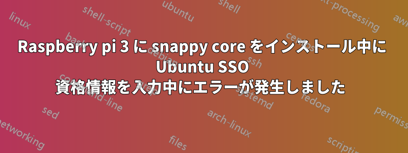 Raspberry pi 3 に snappy core をインストール中に Ubuntu SSO 資格情報を入力中にエラーが発生しました 