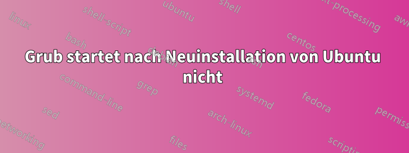 Grub startet nach Neuinstallation von Ubuntu nicht