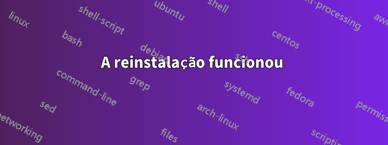 A reinstalação funcionou