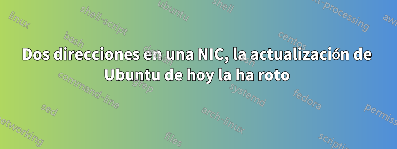 Dos direcciones en una NIC, la actualización de Ubuntu de hoy la ha roto