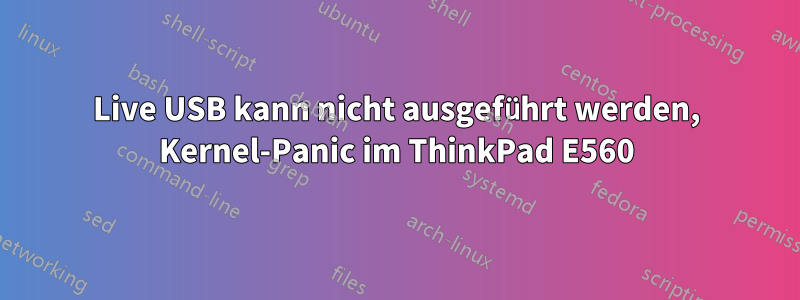 Live USB kann nicht ausgeführt werden, Kernel-Panic im ThinkPad E560