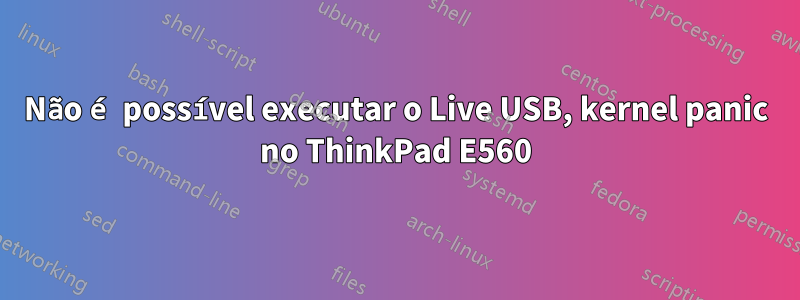 Não é possível executar o Live USB, kernel panic no ThinkPad E560