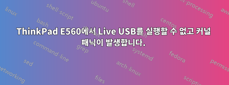 ThinkPad E560에서 Live USB를 실행할 수 없고 커널 패닉이 발생합니다.