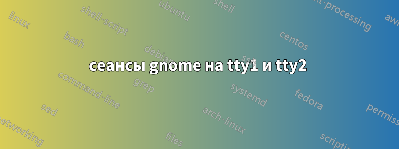 сеансы gnome на tty1 и tty2