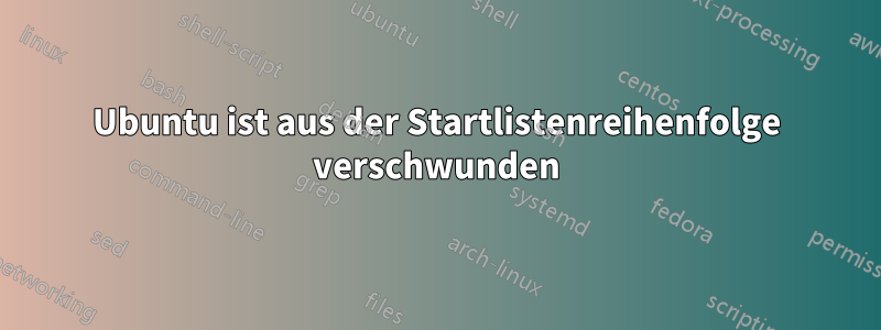 Ubuntu ist aus der Startlistenreihenfolge verschwunden