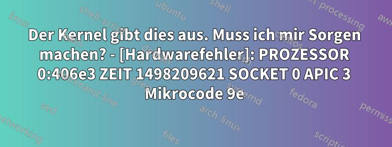 Der Kernel gibt dies aus. Muss ich mir Sorgen machen? - [Hardwarefehler]: PROZESSOR 0:406e3 ZEIT 1498209621 SOCKET 0 APIC 3 Mikrocode 9e