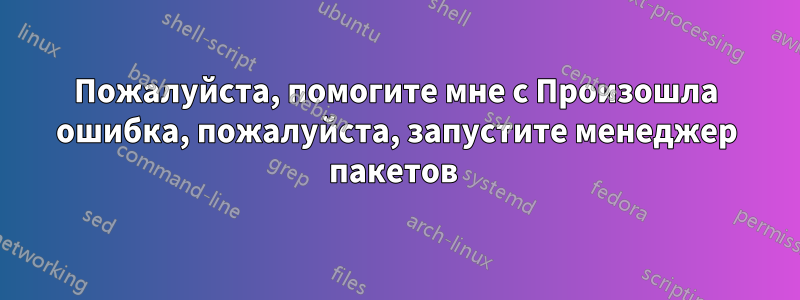 Пожалуйста, помогите мне с Произошла ошибка, пожалуйста, запустите менеджер пакетов 