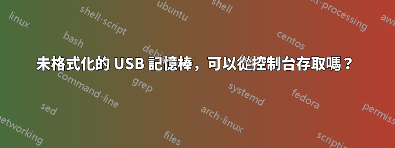 未格式化的 USB 記憶棒，可以從控制台存取嗎？