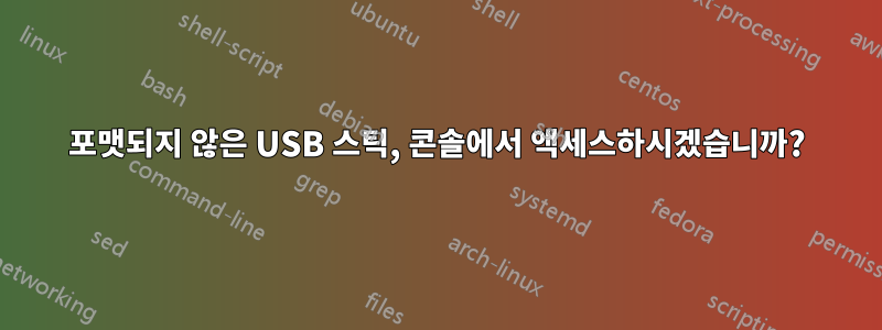 포맷되지 않은 USB 스틱, 콘솔에서 액세스하시겠습니까?