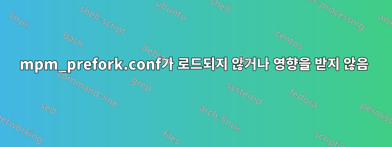 mpm_prefork.conf가 로드되지 않거나 영향을 받지 않음