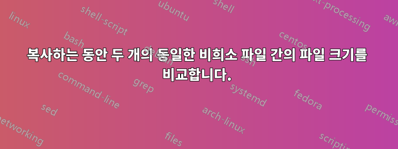 복사하는 동안 두 개의 동일한 비희소 파일 간의 파일 크기를 비교합니다.