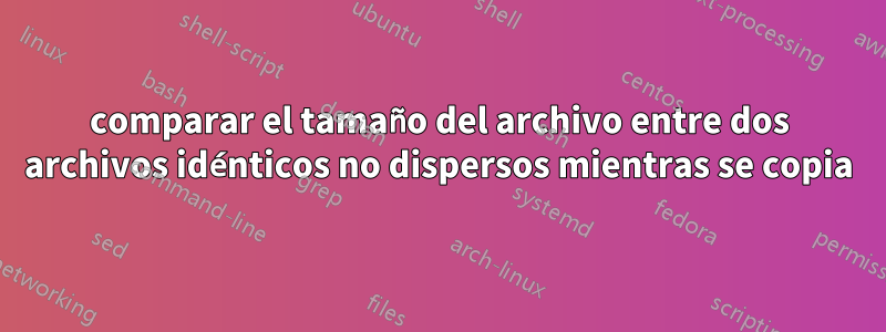 comparar el tamaño del archivo entre dos archivos idénticos no dispersos mientras se copia