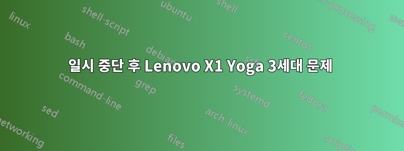 일시 중단 후 Lenovo X1 Yoga 3세대 문제