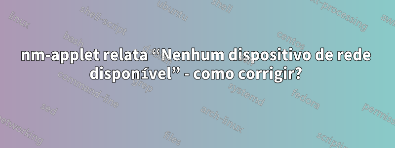 nm-applet relata “Nenhum dispositivo de rede disponível” - como corrigir?