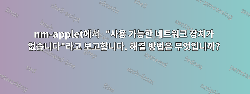 nm-applet에서 "사용 가능한 네트워크 장치가 없습니다"라고 보고합니다. 해결 방법은 무엇입니까?