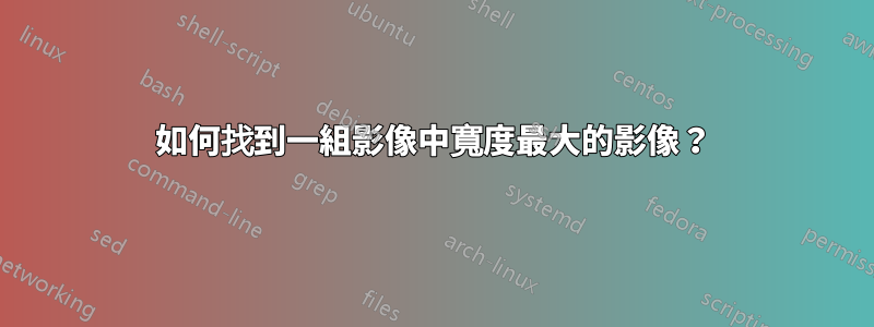 如何找到一組影像中寬度最大的影像？