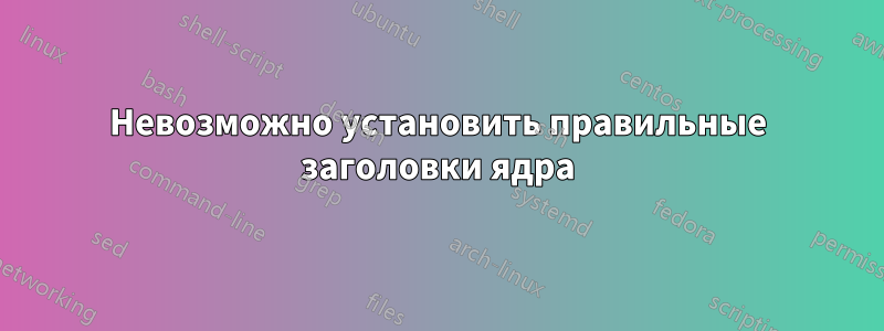 Невозможно установить правильные заголовки ядра